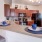 a kitchen with a marble countertop